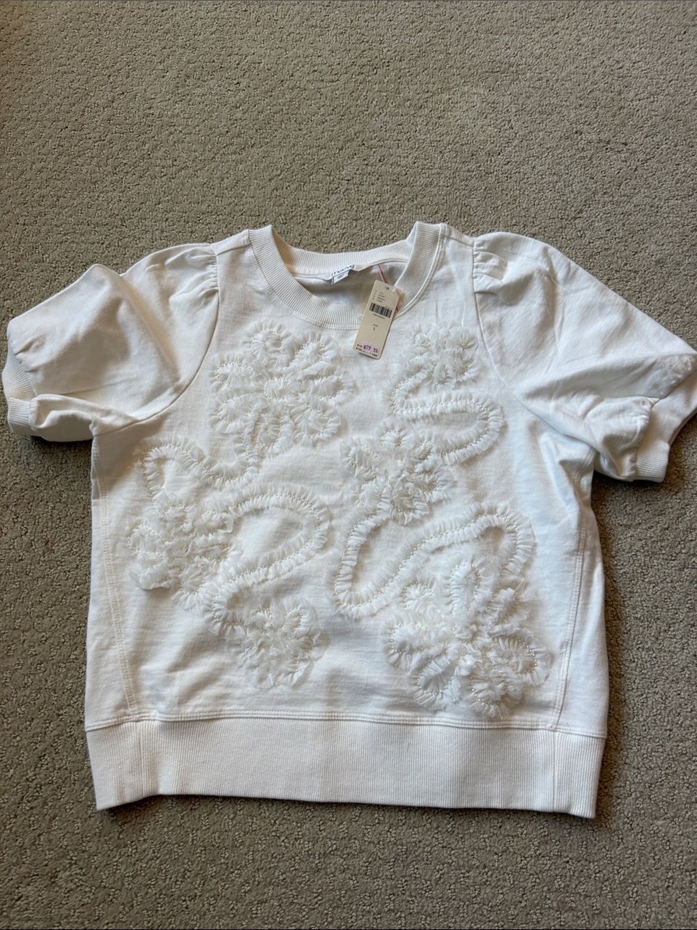 Mauve short sleeve cream sweatshirt size small